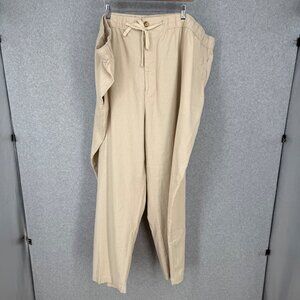 Oak Hill Mens Linen Cotton Pant Size 5X Natural Tan Drawstring Close Classic NEW